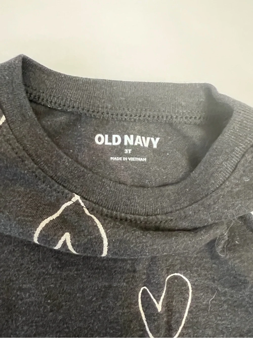 Old Navy Black Long Sleeve Tee with White Heart Print